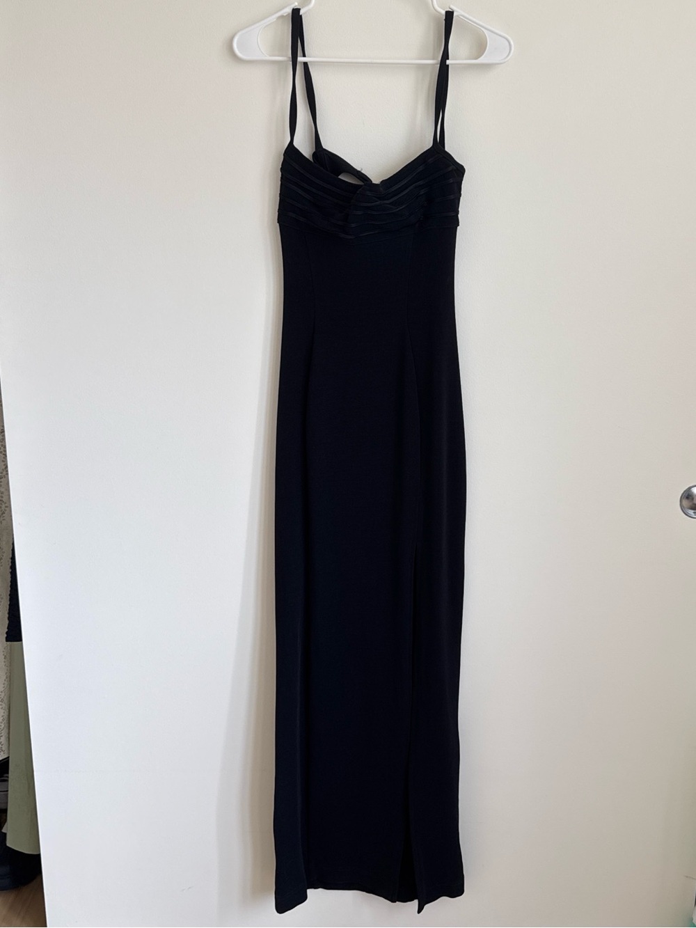 Cache Black Spaghetti-Strap Maxi Gown
